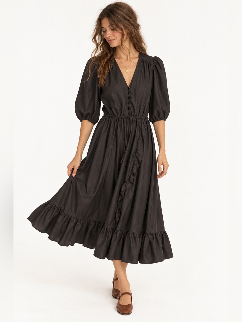 Coco of California Vintage 80s Black Midi Dress